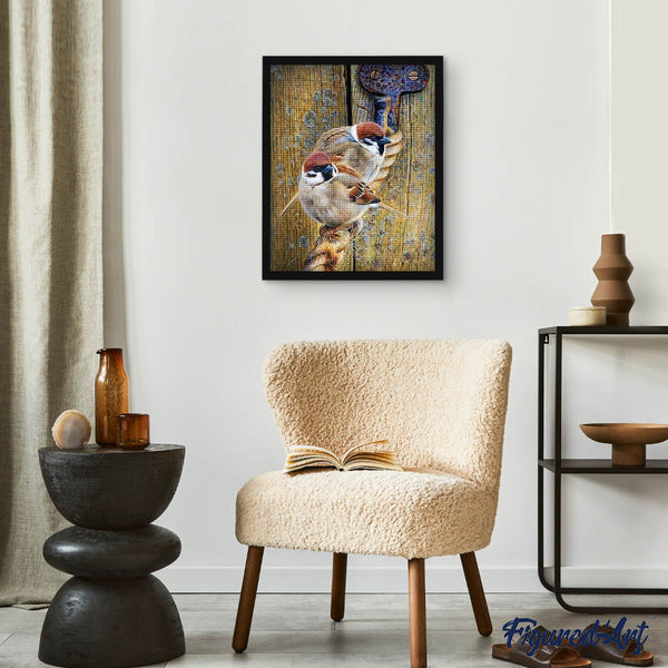 Diamond Painting - Sparrows on a Rope
