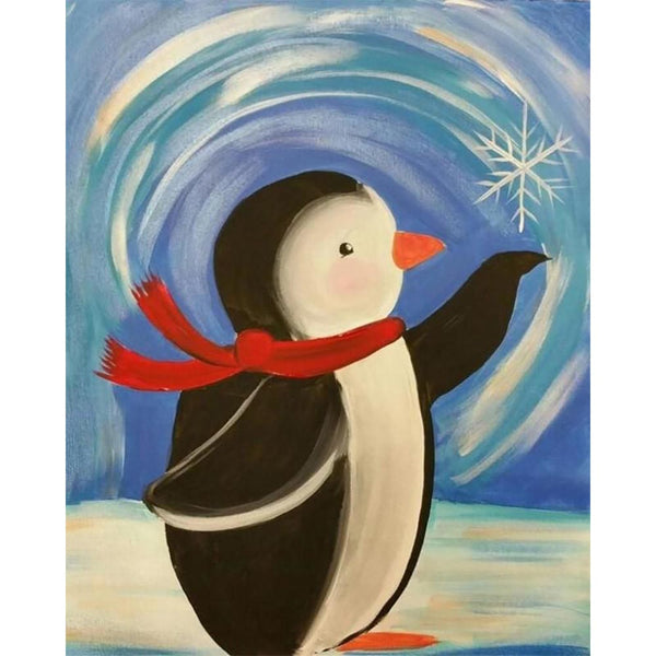 Diamond Painting - Penguin with red scarf