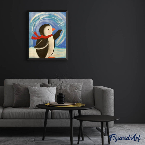 Diamond Painting - Penguin with red scarf