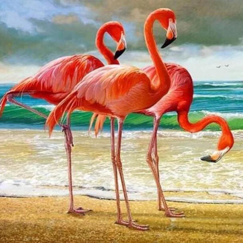 Diamond Painting - Three Flamingos