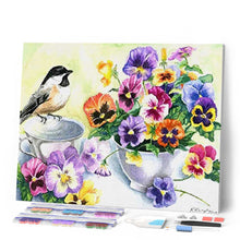 Load image into Gallery viewer, Diamond Painting - Flowers and little bird