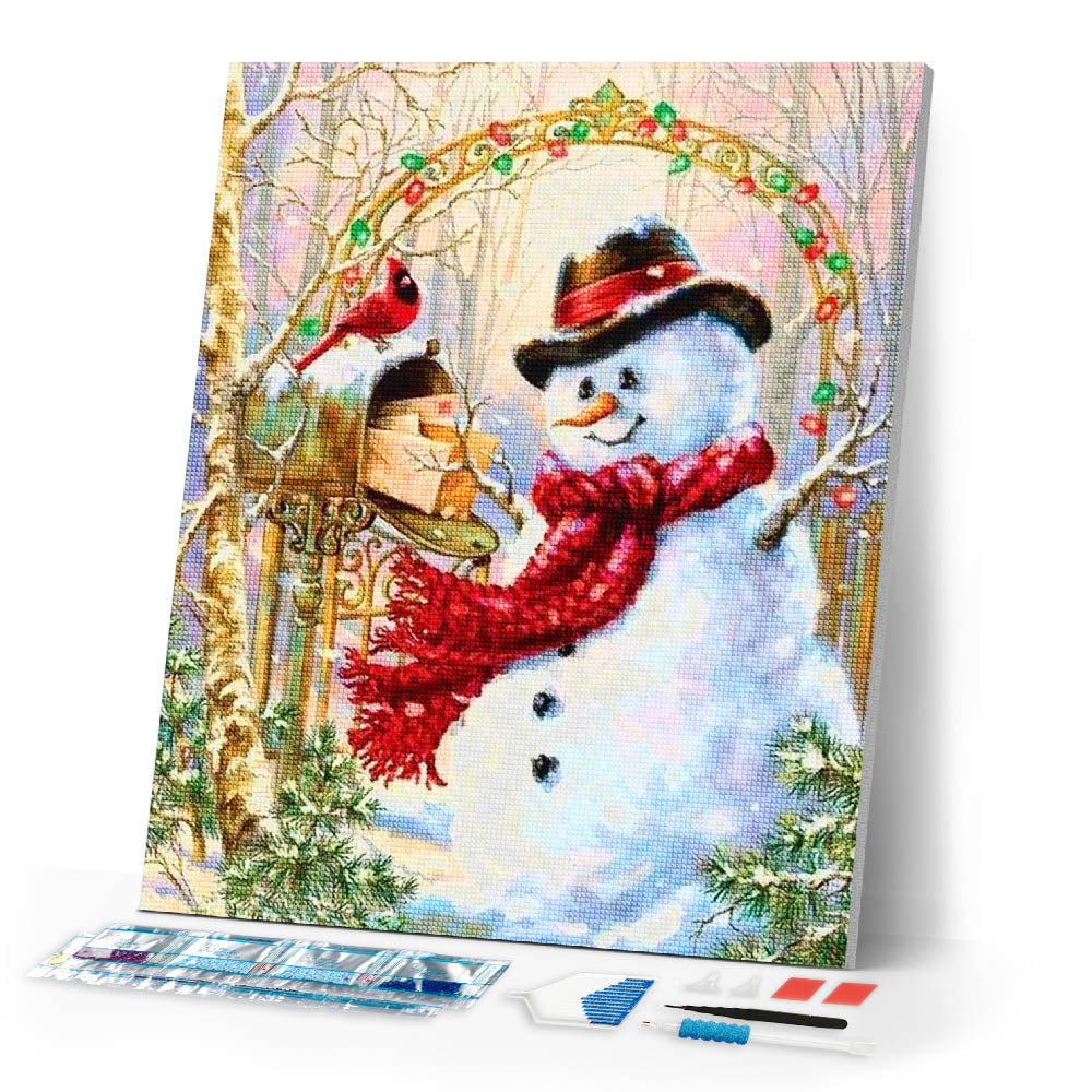 Diamond Painting | Diamond Painting - Snowman | animals Diamond Painting Animals winter | FiguredArt