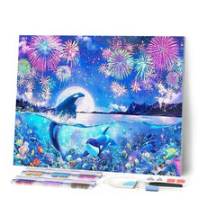 Load image into Gallery viewer, Diamond Painting - Dolphins and Fireworks