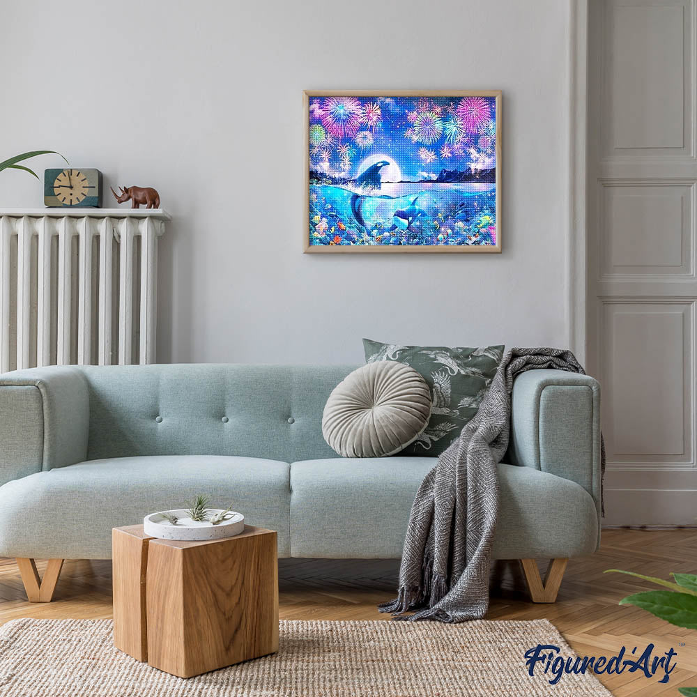 Diamond Painting - Dolphins and Fireworks