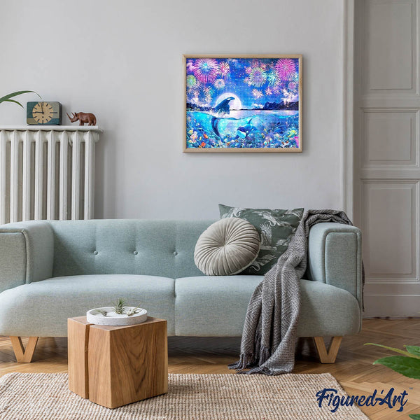 Diamond Painting - Dolphins and Fireworks
