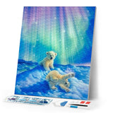 Diamond Painting | Diamond Painting - Bears and Northern Lights | animals bear Diamond Painting Animals | FiguredArt