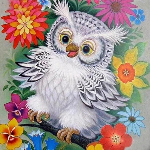 Diamond Painting - Owl and Flowers