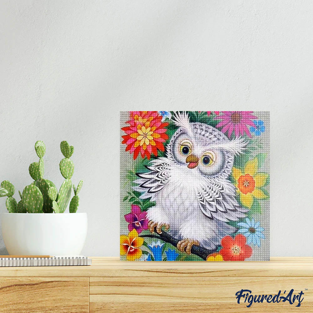 Diamond Painting - Owl and Flowers
