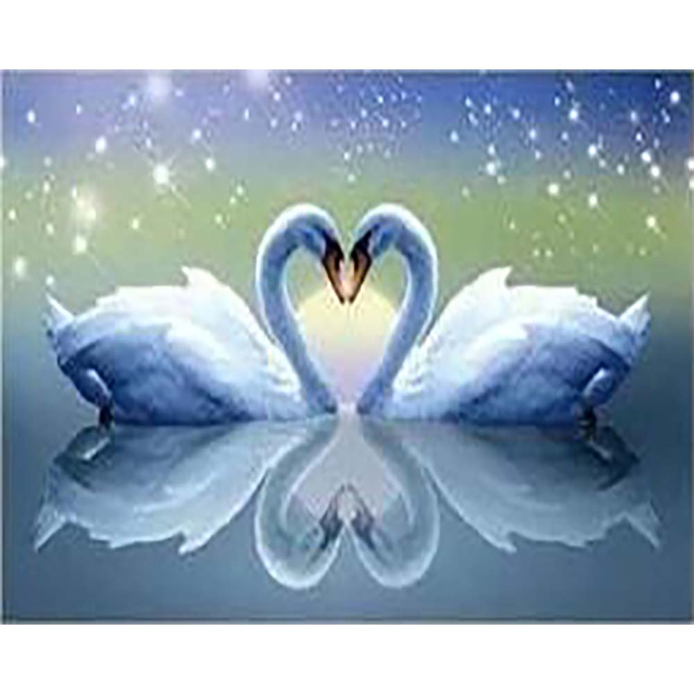 Diamond Painting - Swans and Heart