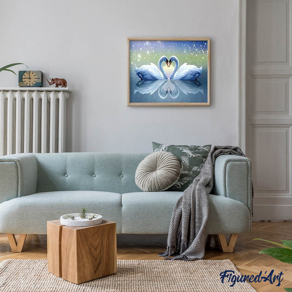 Diamond Painting - Swans and Heart