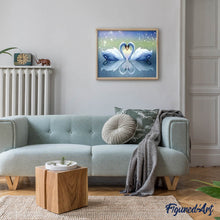 Load image into Gallery viewer, Diamond Painting - Swans and Heart