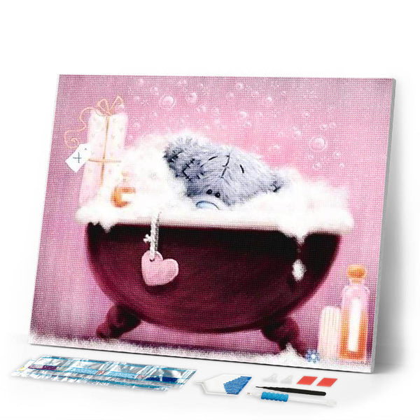 Diamond Painting | Diamond Painting - Teddy in his bath | Diamond Painting Romance romance | FiguredArt