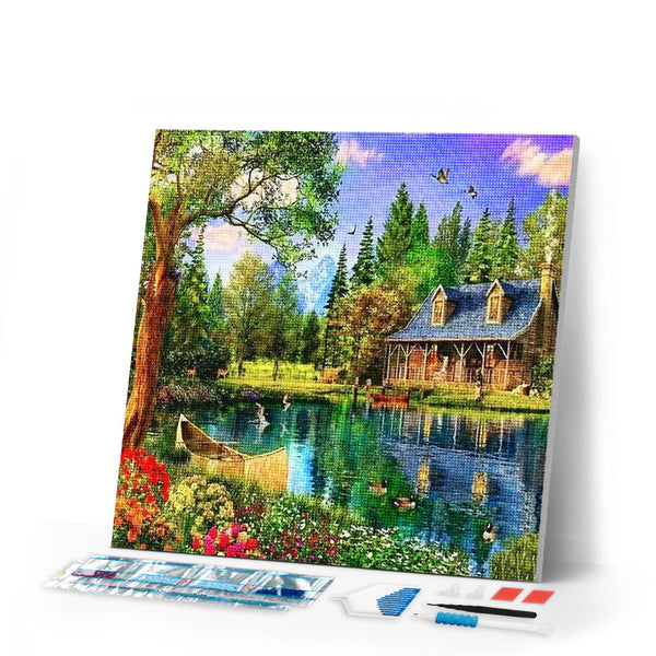 Diamond Painting | Diamond Painting - The Lake House | Diamond Painting Landscapes landscapes | FiguredArt