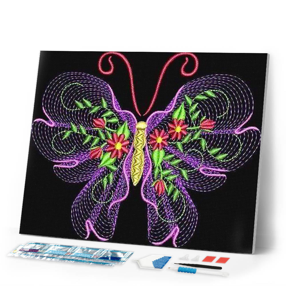Diamond Painting | Diamond Painting - Butterfly abstract | animals butterflies Diamond Painting Animals | FiguredArt