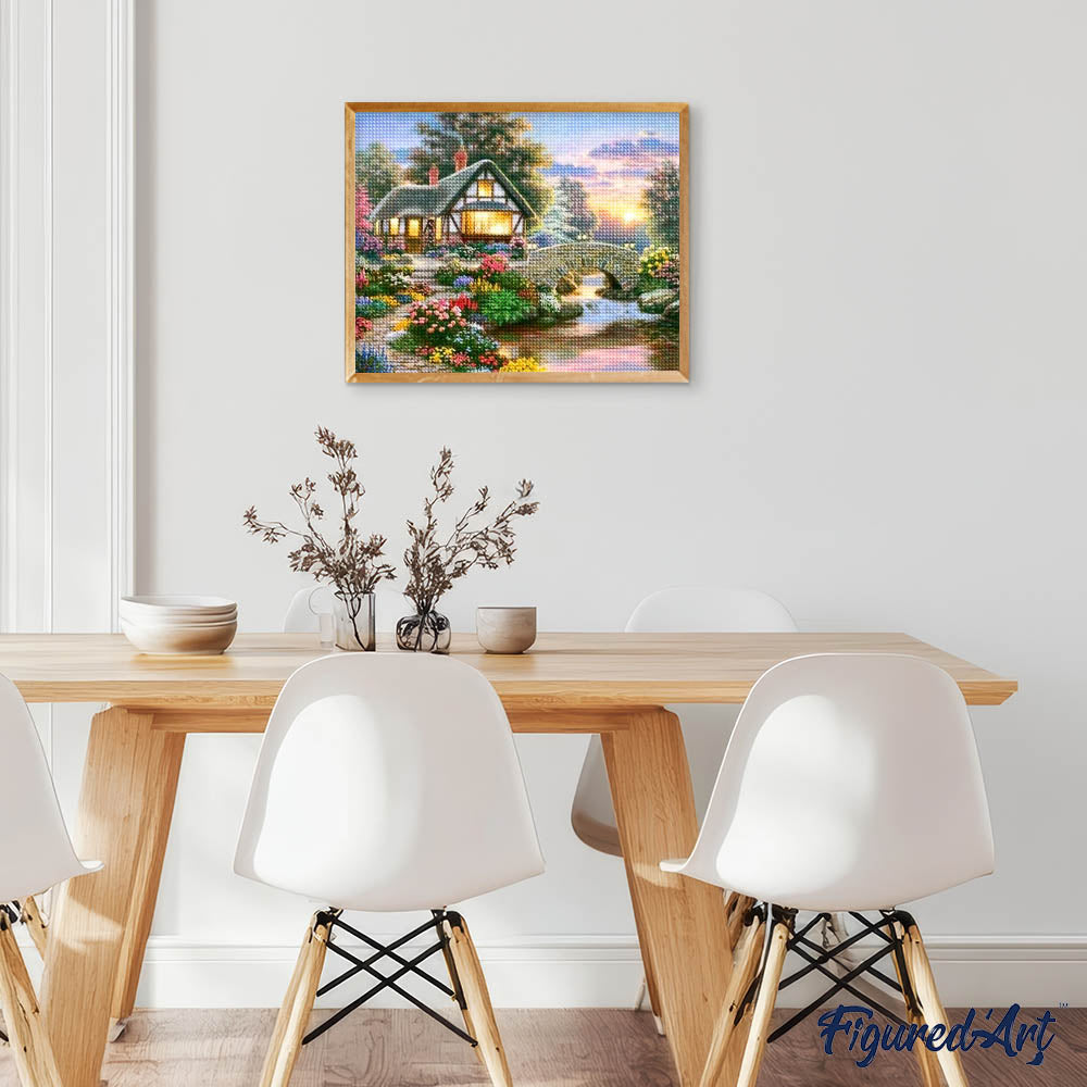 Diamond Painting - Cozy House and Flowers