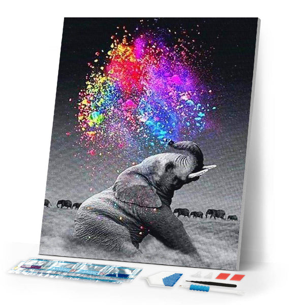 Diamond Painting | Diamond Painting - Elephant and Colors | animals Diamond Painting Animals elephants | FiguredArt
