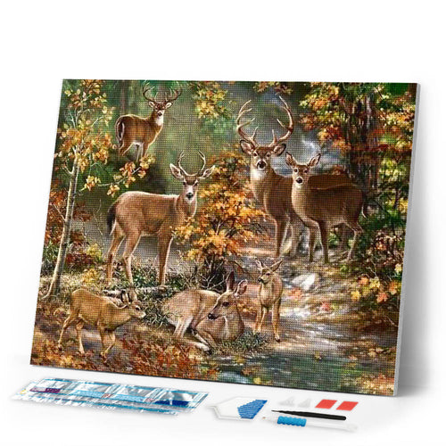 Diamond Painting | Diamond Painting - Deer Family | animals Diamond Painting Animals | FiguredArt