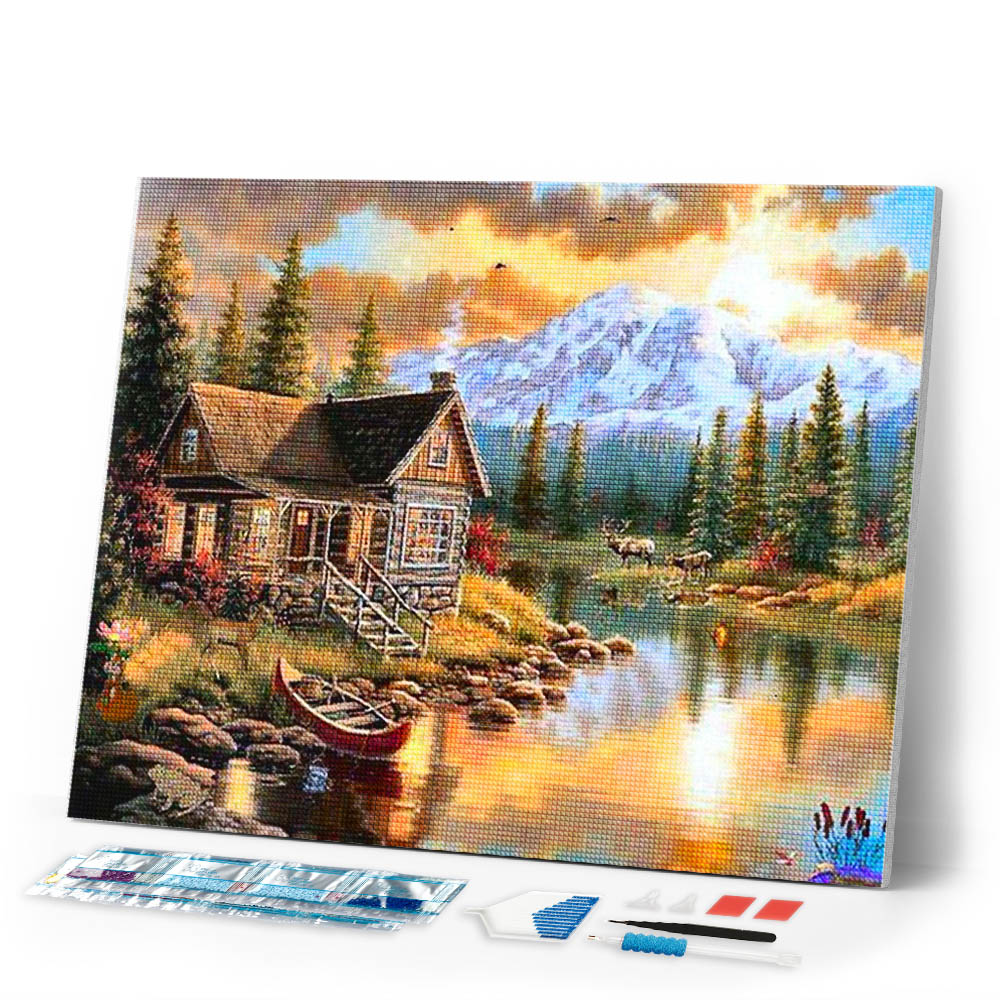 Diamond Painting - Mountain house by the river
