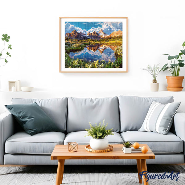 Diamond Painting - Mountain lake and clouds