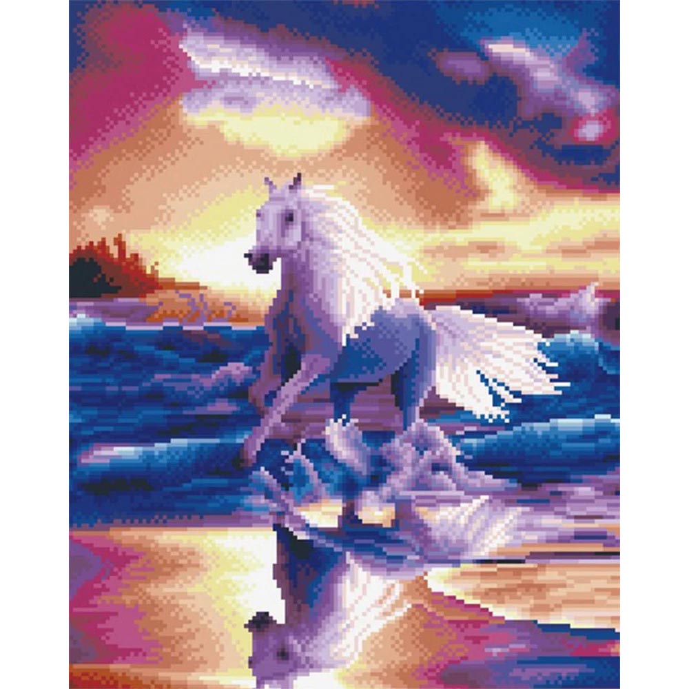Diamond Painting - Galoping horse by the sea