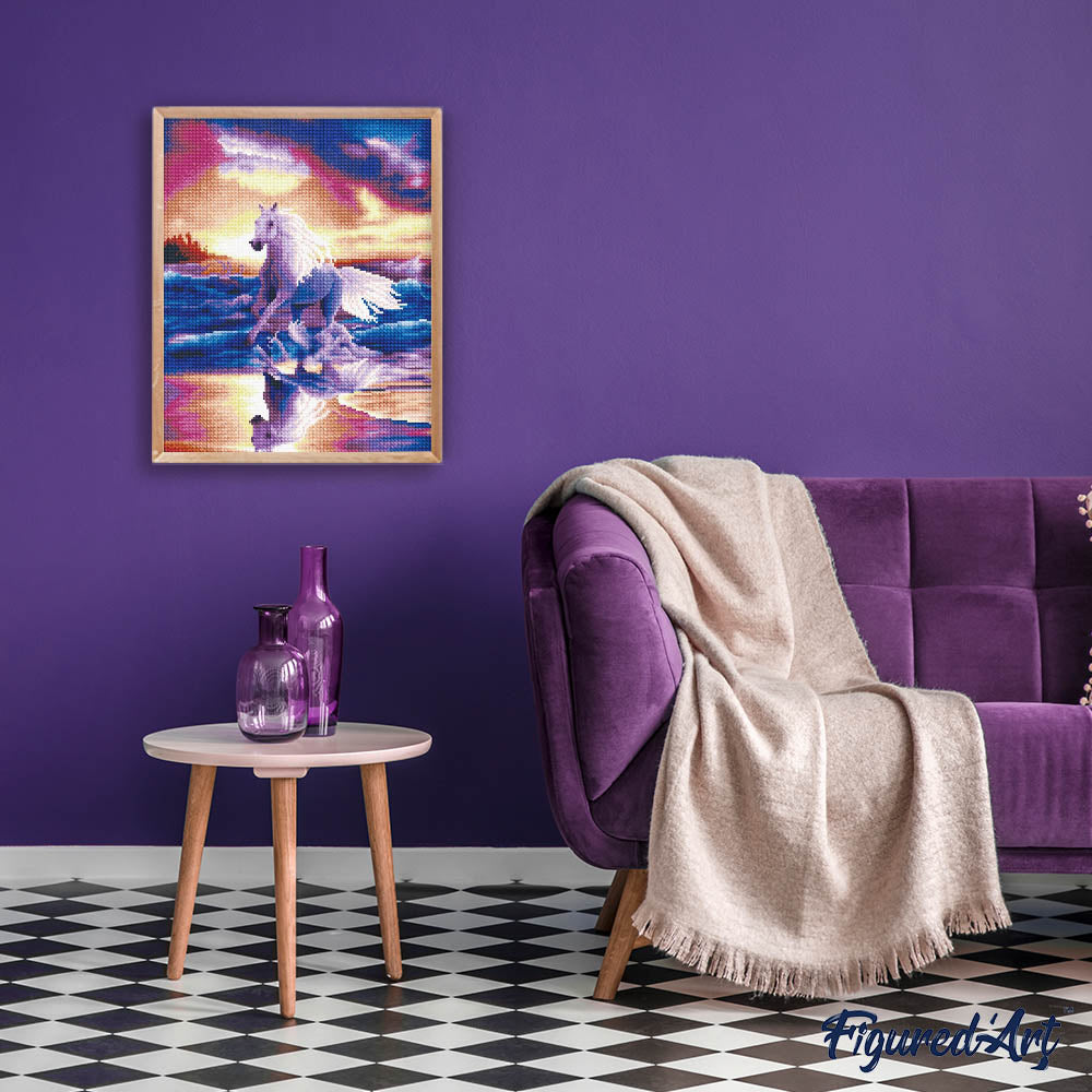 Diamond Painting - Galoping horse by the sea
