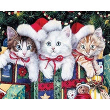 Load image into Gallery viewer, Diamond Painting - Three Kittens Christmas