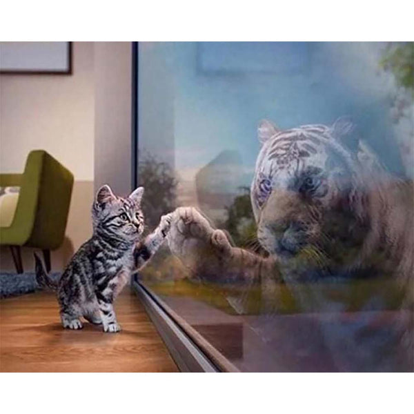 Diamond Painting - Kitten and Tiger's reflection