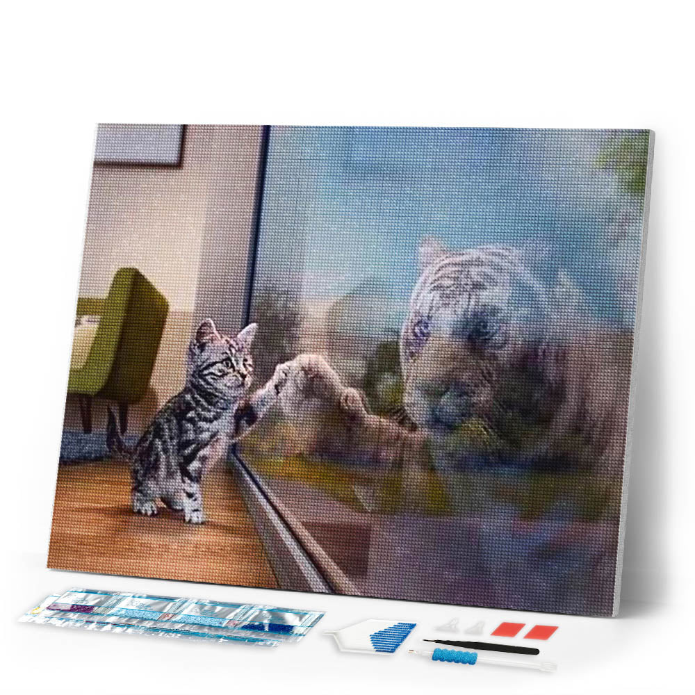 Diamond Painting | Diamond Painting - Kitten and Tigers reflection | animals cats Diamond Painting Animals tigers | FiguredArt