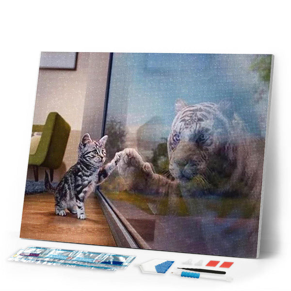 Diamond Painting | Diamond Painting - Kitten and Tigers reflection | animals cats Diamond Painting Animals tigers | FiguredArt