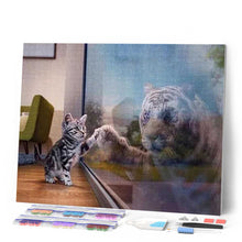 Load image into Gallery viewer, Diamond Painting - Kitten and Tiger's reflection