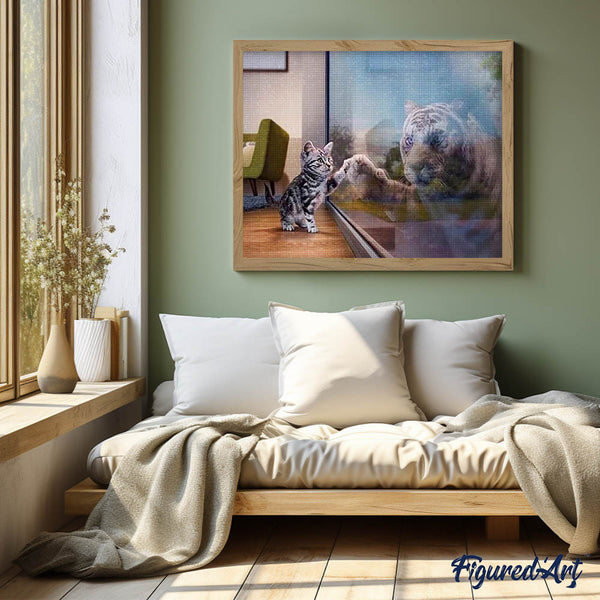 Diamond Painting - Kitten and Tiger's reflection