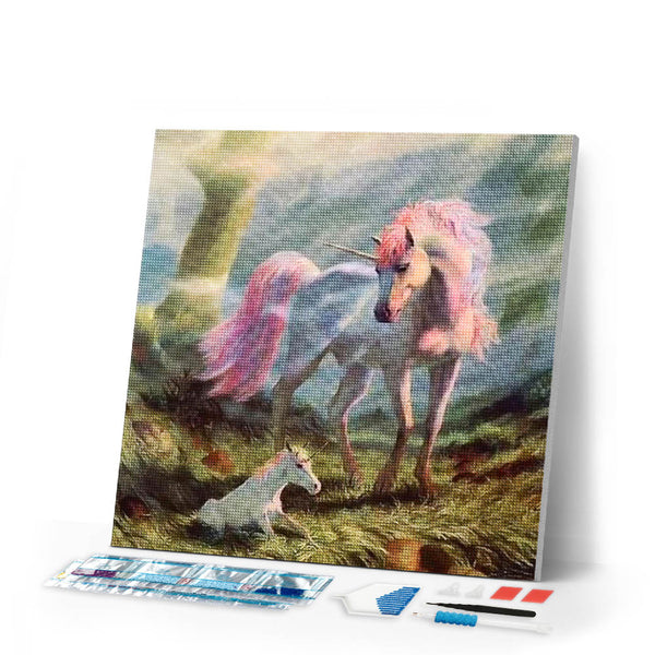 Diamond Painting | Diamond Painting - Unicorn and Baby | animals Diamond Painting Animals unicorns | FiguredArt