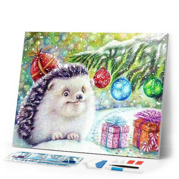 Diamond Painting | Diamond Painting - Hedgehog and Gifts | animals Diamond Painting Animals hedgehogs | FiguredArt