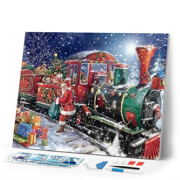 Diamond Painting | Diamond Painting - Santa Claus and Train | christmas Diamond Painting Religion religion | FiguredArt