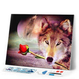 Diamond Painting | Diamond Painting - Romantic Wolf | animals Diamond Painting Animals Diamond Painting Romance rabbits romance | FiguredArt