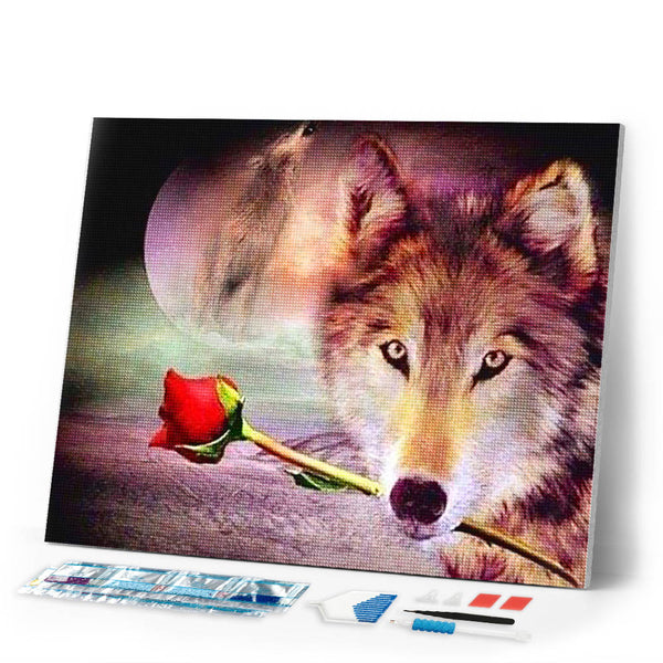 Diamond Painting | Diamond Painting - Romantic Wolf | animals Diamond Painting Animals Diamond Painting Romance rabbits romance | FiguredArt