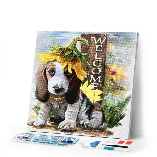 Diamond Painting | Diamond Painting - Welcome Dog | animals Diamond Painting Animals | FiguredArt
