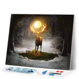 Diamond Painting | Diamond Painting - Deer and Full Moon | animals Diamond Painting Animals | FiguredArt