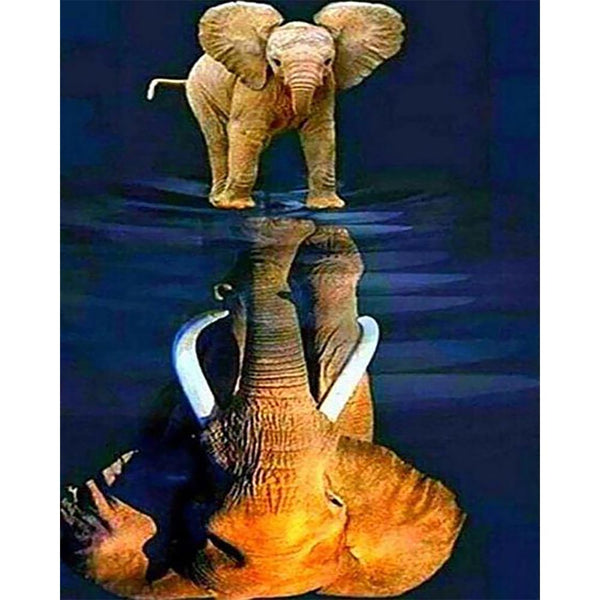 Diamond Painting - Elephant and its reflection