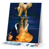 Diamond Painting | Diamond Painting - Elephant and its reflection | animals Diamond Painting Animals elephants | FiguredArt