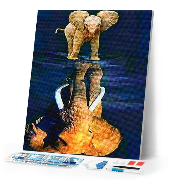Diamond Painting | Diamond Painting - Elephant and its reflection | animals Diamond Painting Animals elephants | FiguredArt