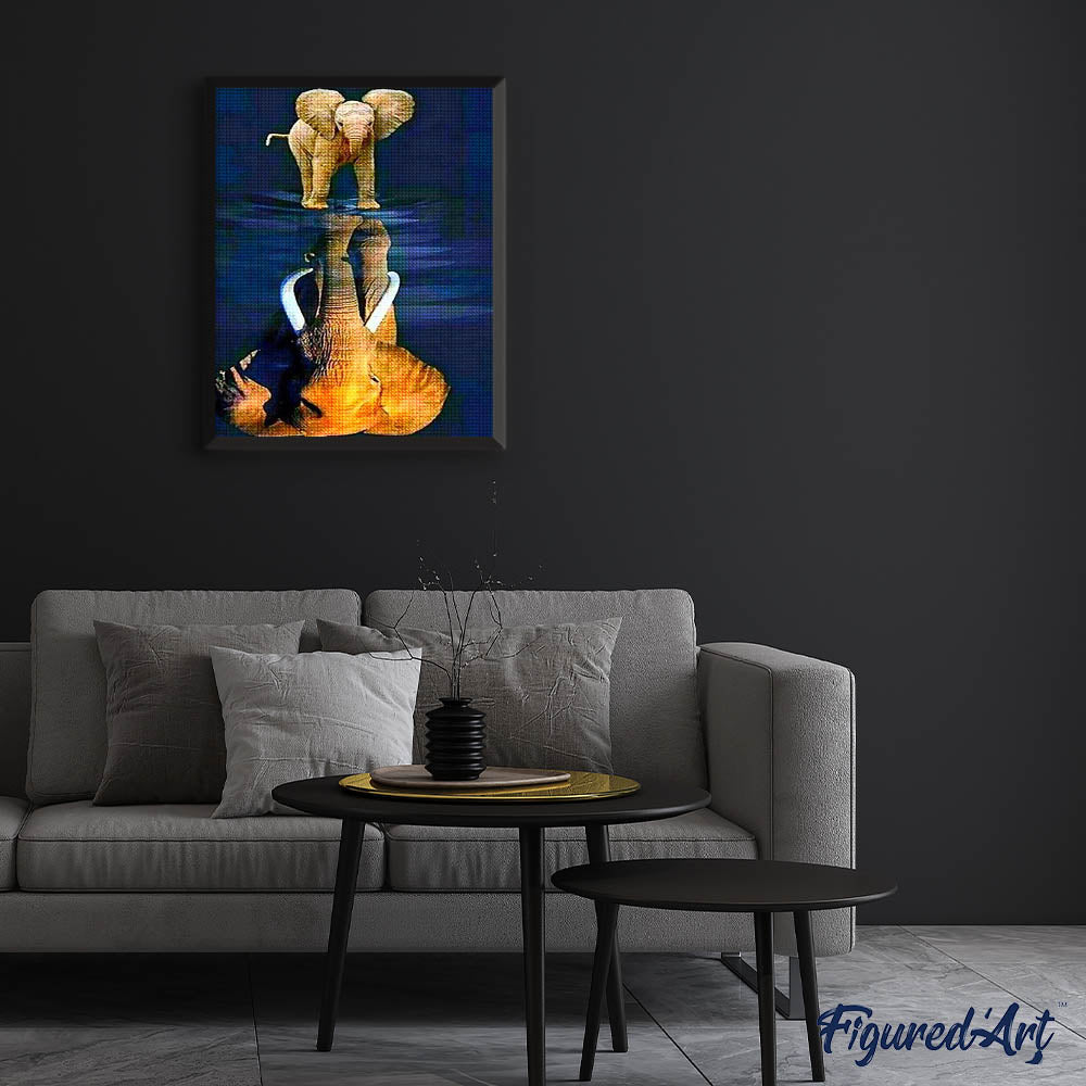 Diamond Painting - Elephant and its reflection
