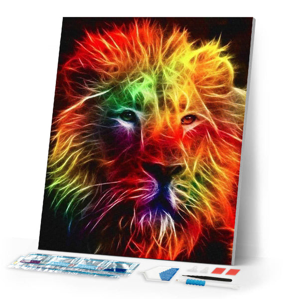 Diamond Painting | Diamond Painting - Lion Orange Colors | animals Diamond Painting Animals lions | FiguredArt