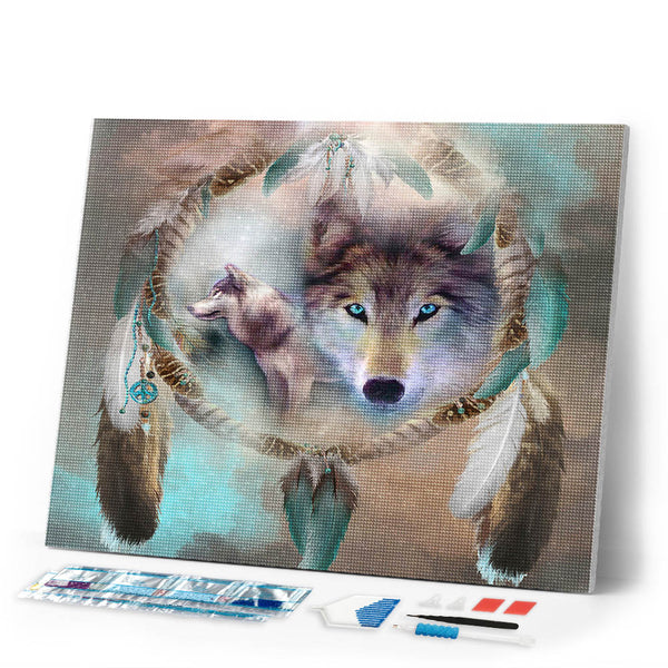 Diamond Painting | Diamond Painting - Wolves and Feathers | animals Diamond Painting Animals rabbits wolves | FiguredArt
