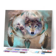 Load image into Gallery viewer, Diamond Painting - Wolves and Feathers