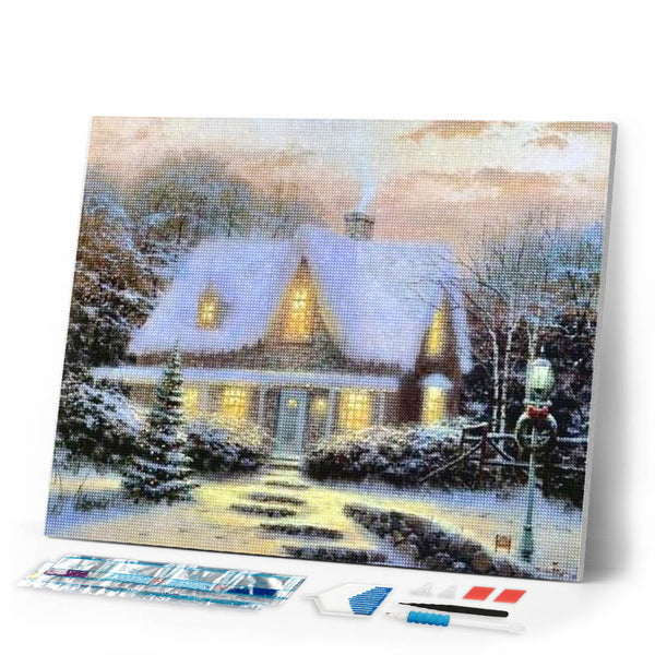 Diamond Painting | Diamond Painting - Winter Chalet in the snow | Diamond Painting Landscapes landscapes winter | FiguredArt