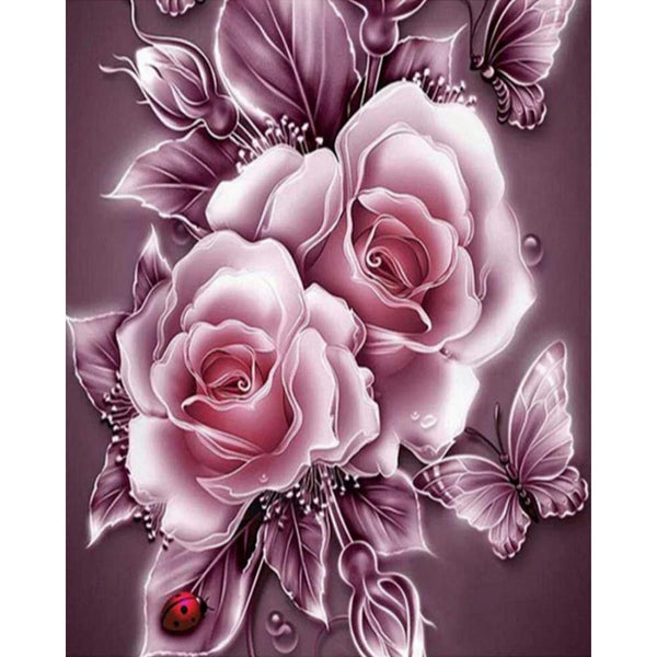 Diamond Painting - Silver flowers and butterflies