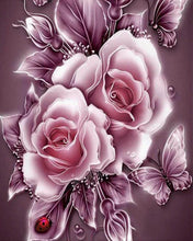 Load image into Gallery viewer, Diamond Painting - Silver flowers and butterflies