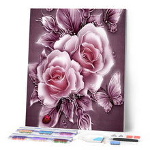 Load image into Gallery viewer, Diamond Painting - Silver flowers and butterflies