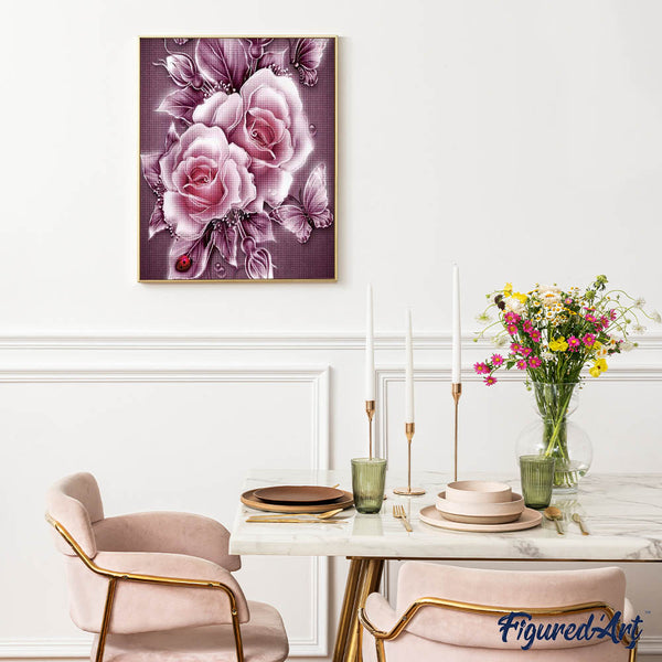 Diamond Painting - Silver flowers and butterflies